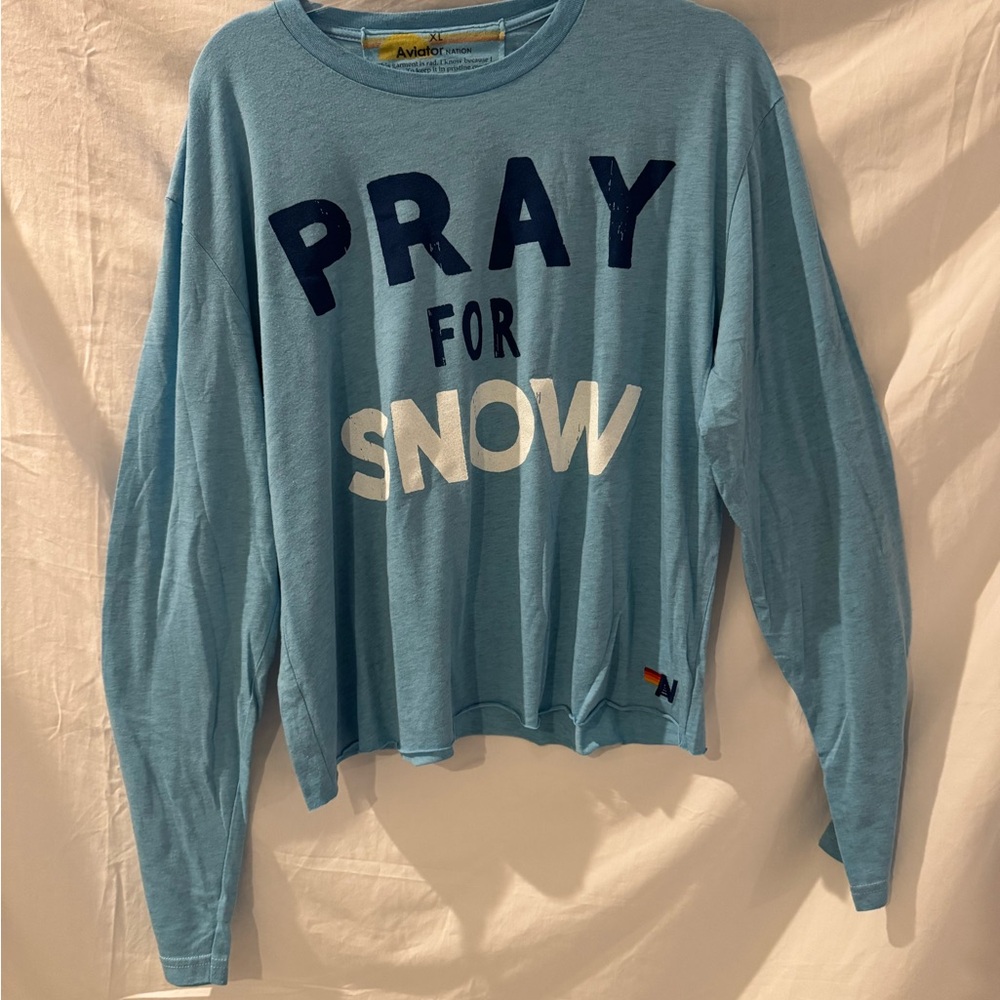Aviator Nation Blue 'Pray for Snow' Long Sleeve Tee